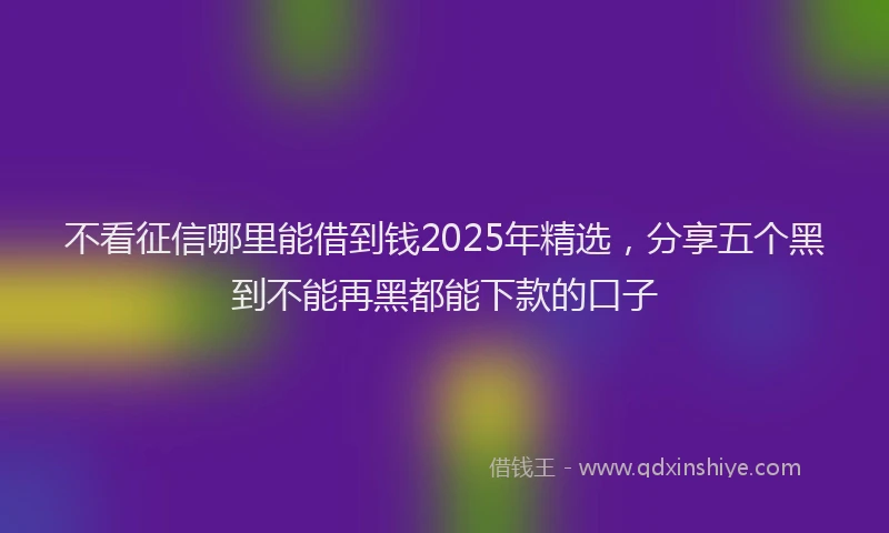 不看征信哪里能借到钱2025年精选，分享五个黑到不能再黑都能下款的口子