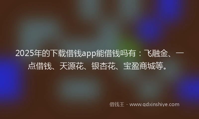 2025年的下载借钱app能借钱吗有：飞融金、一点借钱、天源花、银杏花、宝盈商城等。