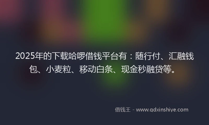 2025年的下载哈啰借钱平台有：随行付、汇融钱包、小麦粒、移动白条、现金秒融贷等。