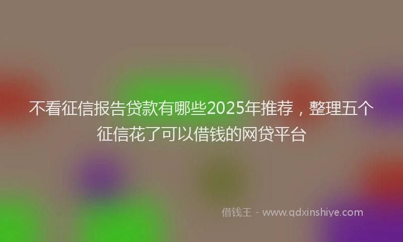 不看征信报告贷款有哪些2025年推荐，整理五个征信花了可以借钱的网贷平台