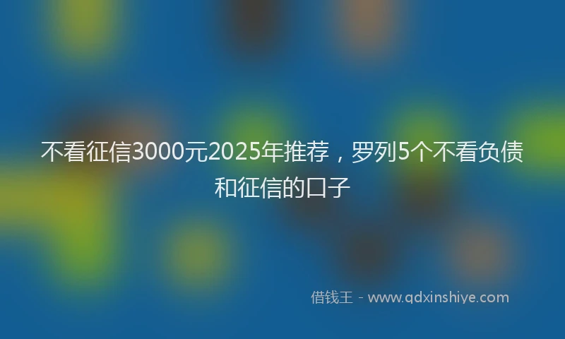 不看征信3000元2025年推荐，罗列5个不看负债和征信的口子