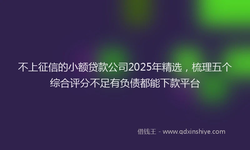 不上征信的小额贷款公司2025年精选，梳理五个综合评分不足有负债都能下款平台