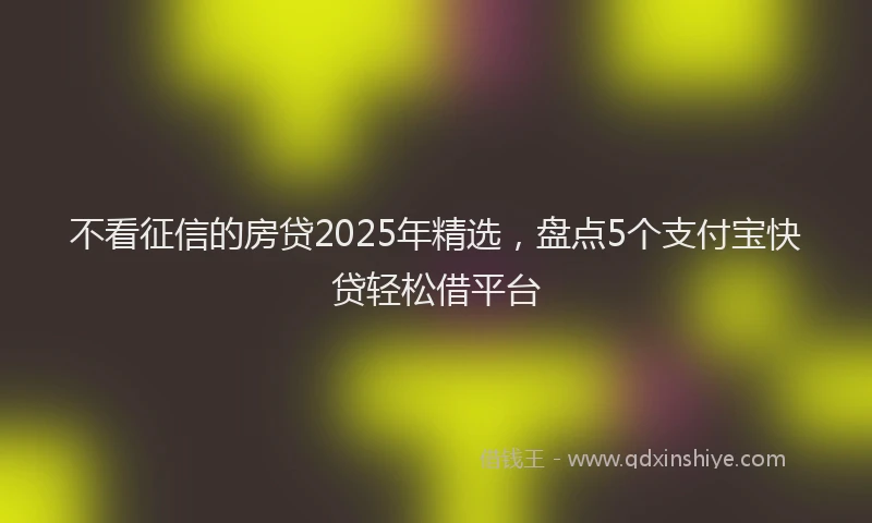 不看征信的房贷2025年精选，盘点5个支付宝快贷轻松借平台