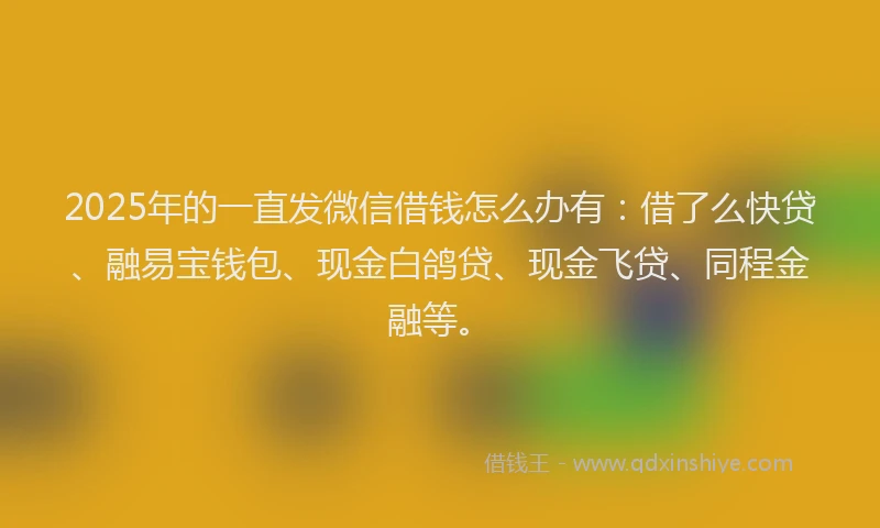 2025年的一直发微信借钱怎么办有：借了么快贷、融易宝钱包、现金白鸽贷、现金飞贷、同程金融等。