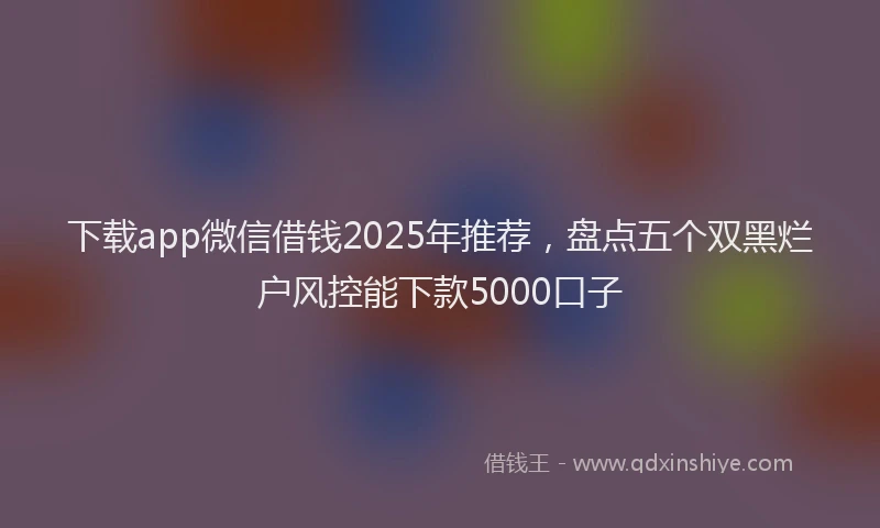 下载app微信借钱2025年推荐，盘点五个双黑烂户风控能下款5000口子