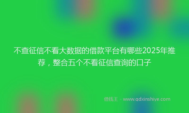 不查征信不看大数据的借款平台有哪些2025年推荐，整合五个不看征信查询的口子