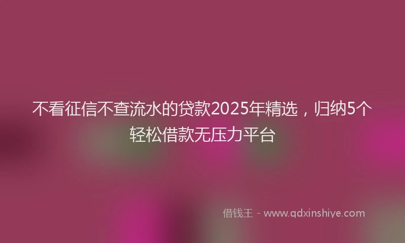 不看征信不查流水的贷款2025年精选，归纳5个轻松借款无压力平台