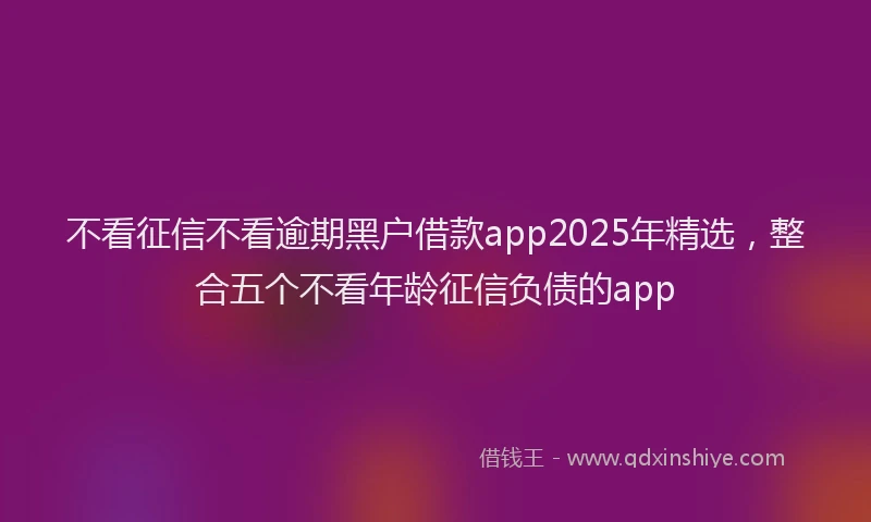 不看征信不看逾期黑户借款app2025年精选，整合五个不看年龄征信负债的app