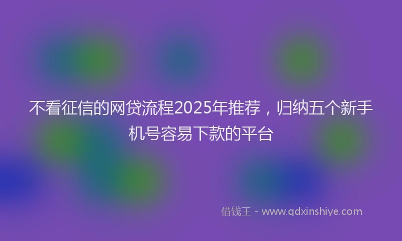 不看征信的网贷流程2025年推荐，归纳五个新手机号容易下款的平台