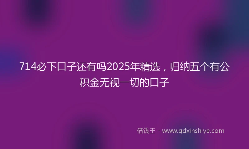 714必下口子还有吗2025年精选，归纳五个有公积金无视一切的口子