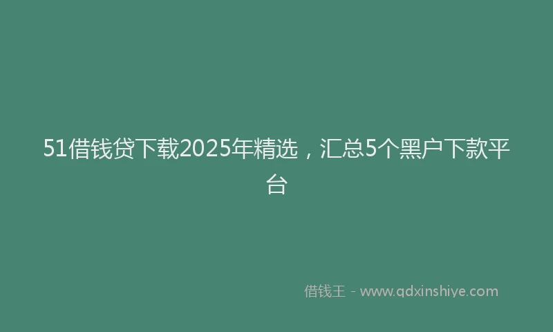51借钱贷下载2025年精选，汇总5个黑户下款平台
