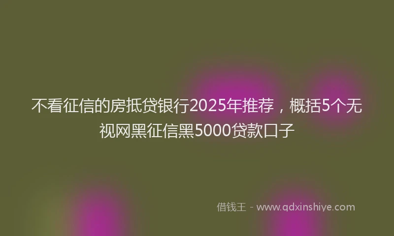 不看征信的房抵贷银行2025年推荐，概括5个无视网黑征信黑5000贷款口子