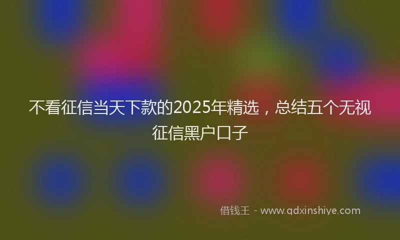 不看征信当天下款的2025年精选，总结五个无视征信黑户口子
