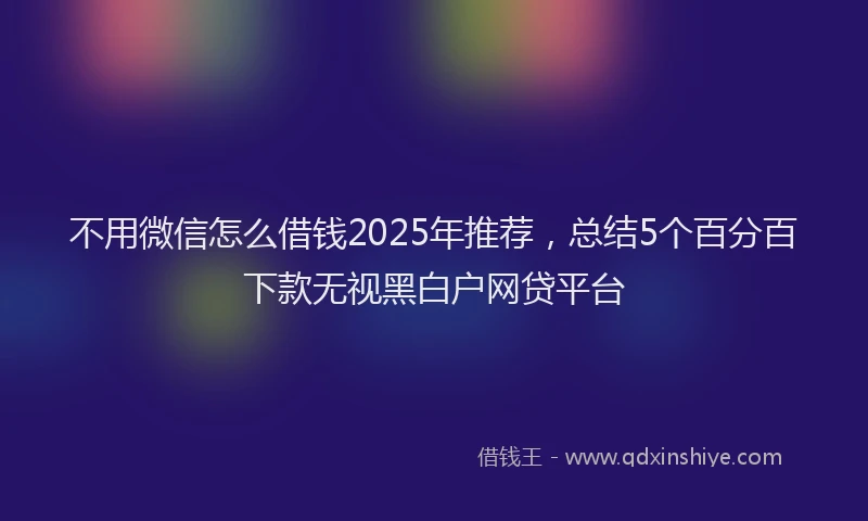 不用微信怎么借钱2025年推荐，总结5个百分百下款无视黑白户网贷平台