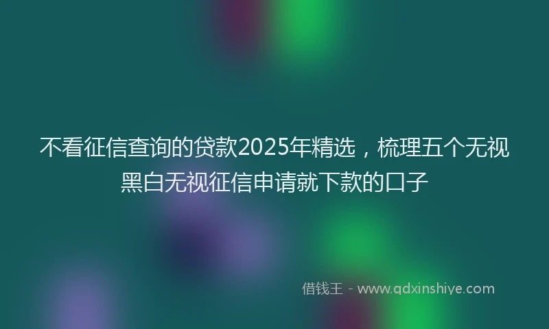不看征信查询的贷款2025年精选，梳理五个无视黑白无视征信申请就下款的口子