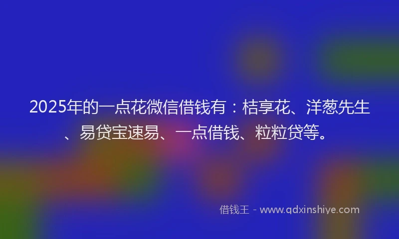 2025年的一点花微信借钱有：桔享花、洋葱先生、易贷宝速易、一点借钱、粒粒贷等。