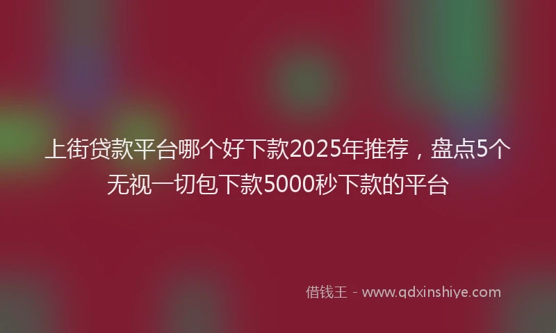 上街贷款平台哪个好下款2025年推荐，盘点5个无视一切包下款5000秒下款的平台