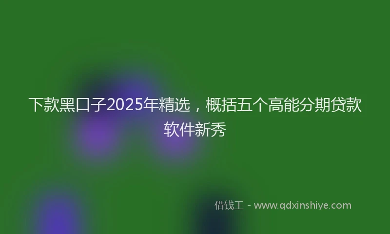 下款黑口子2025年精选，概括五个高能分期贷款软件新秀