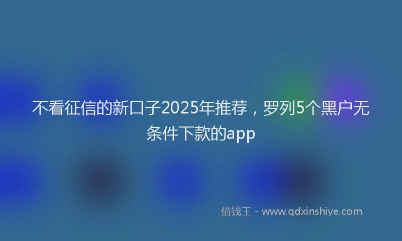 不看征信的新口子2025年推荐，罗列5个黑户无条件下款的app