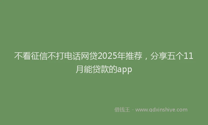 不看征信不打电话网贷2025年推荐，分享五个11月能贷款的app
