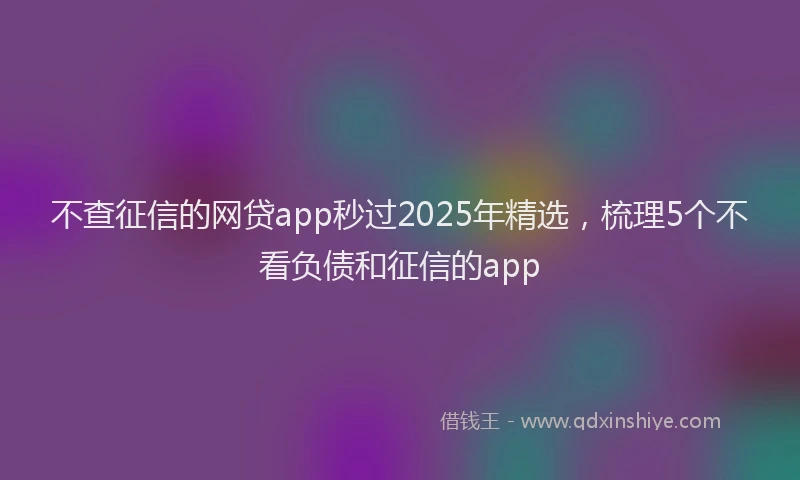 不查征信的网贷app秒过2025年精选，梳理5个不看负债和征信的app