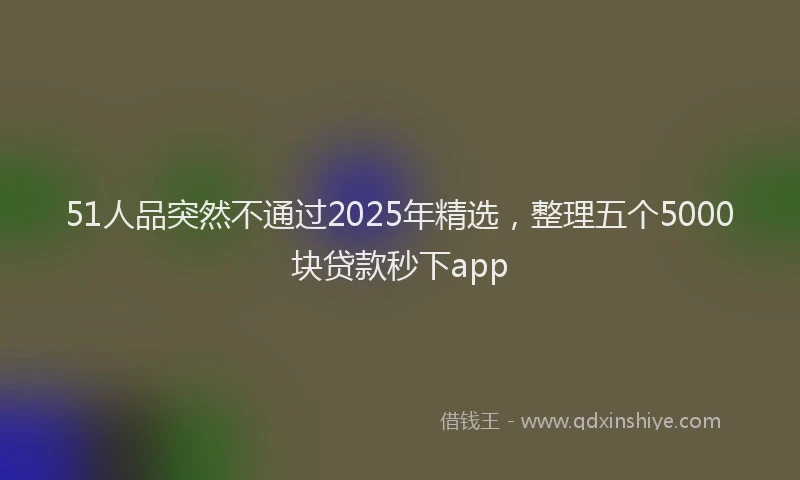 51人品突然不通过2025年精选，整理五个5000块贷款秒下app