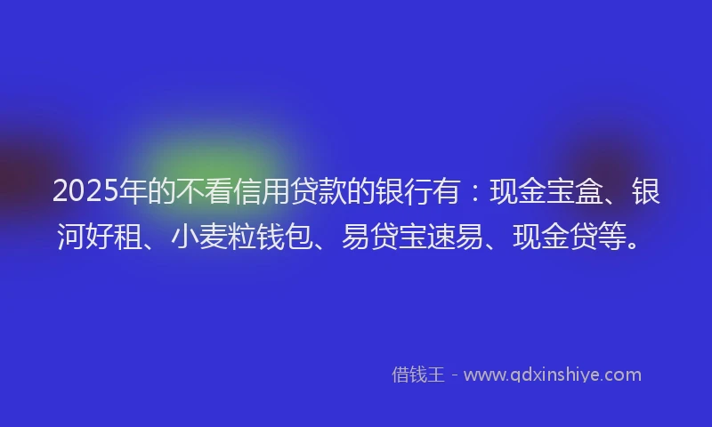 2025年的不看信用贷款的银行有：现金宝盒、银河好租、小麦粒钱包、易贷宝速易、现金贷等。
