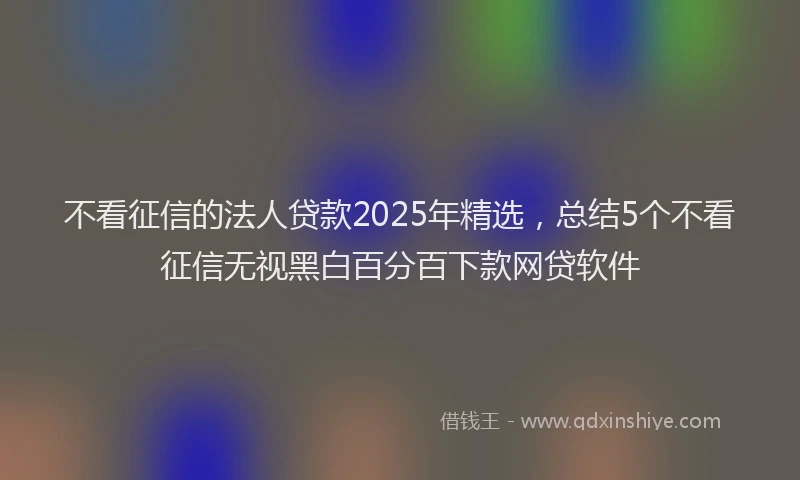 不看征信的法人贷款2025年精选，总结5个不看征信无视黑白百分百下款网贷软件