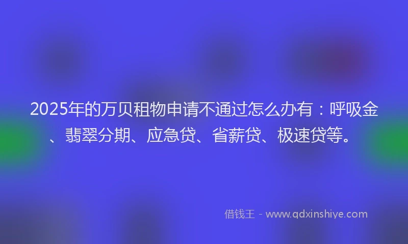2025年的万贝租物申请不通过怎么办有：呼吸金、翡翠分期、应急贷、省薪贷、极速贷等。