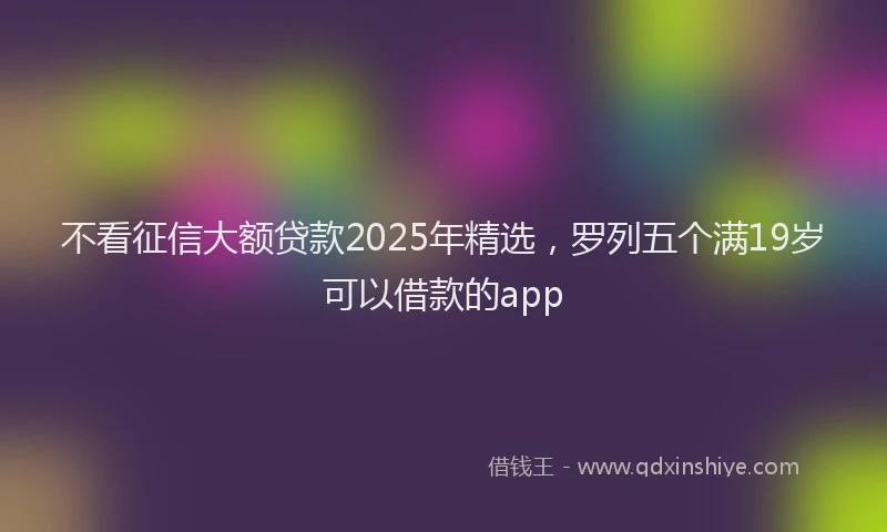 不看征信大额贷款2025年精选，罗列五个满19岁可以借款的app