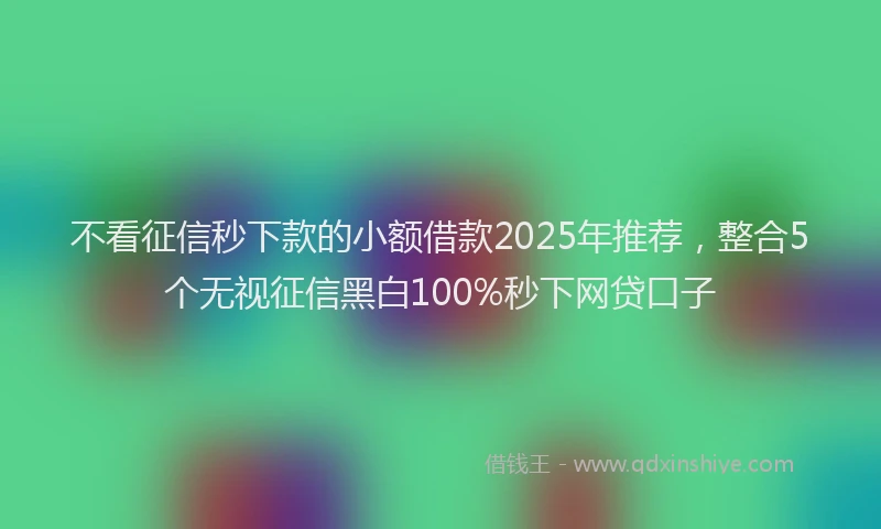 不看征信秒下款的小额借款2025年推荐，整合5个无视征信黑白100%秒下网贷口子