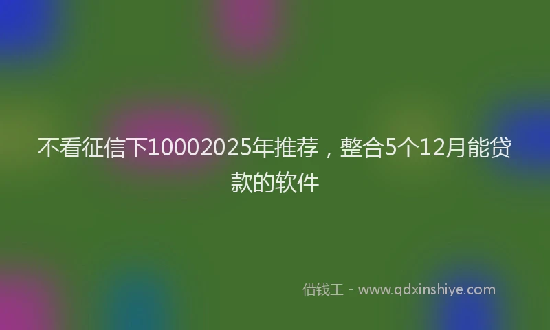不看征信下10002025年推荐，整合5个12月能贷款的软件
