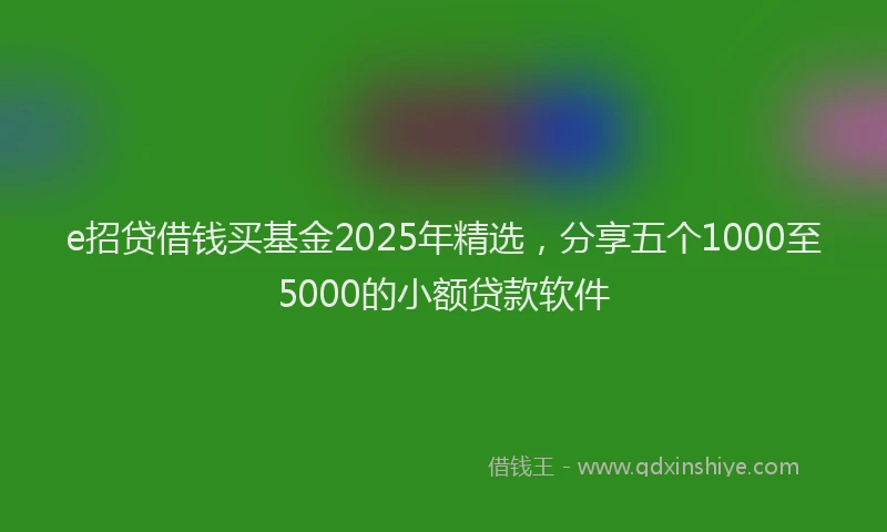 e招贷借钱买基金2025年精选，分享五个1000至5000的小额贷款软件