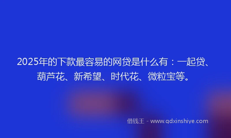 2025年的下款最容易的网贷是什么有：一起贷、葫芦花、新希望、时代花、微粒宝等。