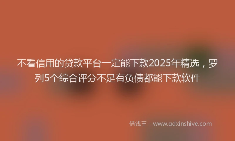 不看信用的贷款平台一定能下款2025年精选，罗列5个综合评分不足有负债都能下款软件