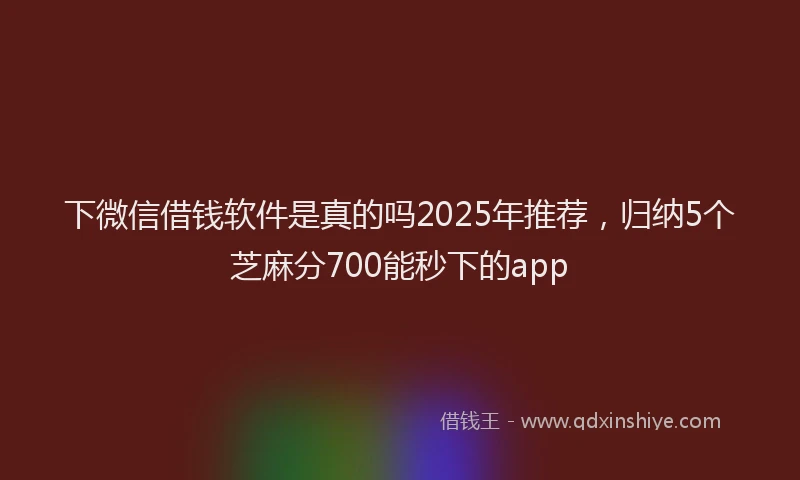下微信借钱软件是真的吗2025年推荐，归纳5个芝麻分700能秒下的app