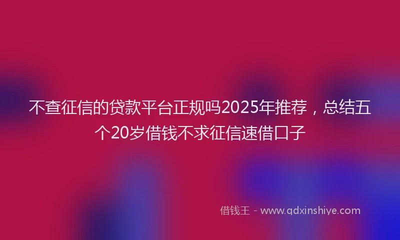 不查征信的贷款平台正规吗2025年推荐，总结五个20岁借钱不求征信速借口子