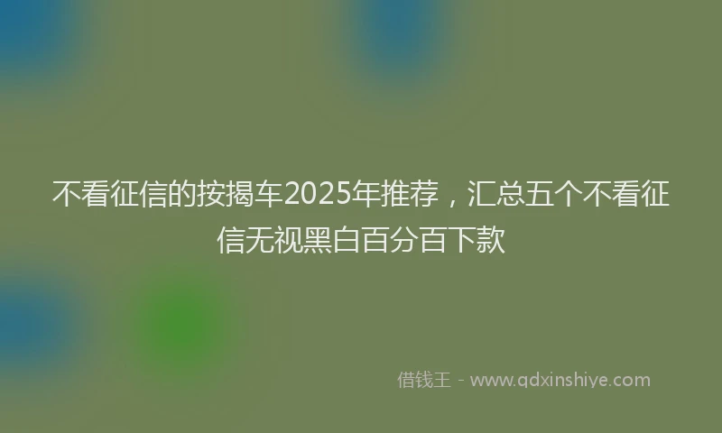 不看征信的按揭车2025年推荐，汇总五个不看征信无视黑白百分百下款