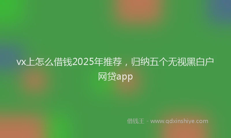 vx上怎么借钱2025年推荐，归纳五个无视黑白户网贷app