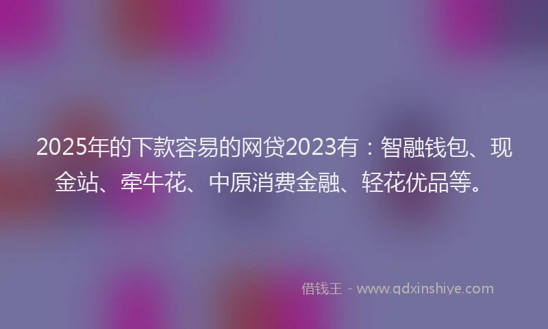 2025年的下款容易的网贷2023有：智融钱包、现金站、牵牛花、中原消费金融、轻花优品等。