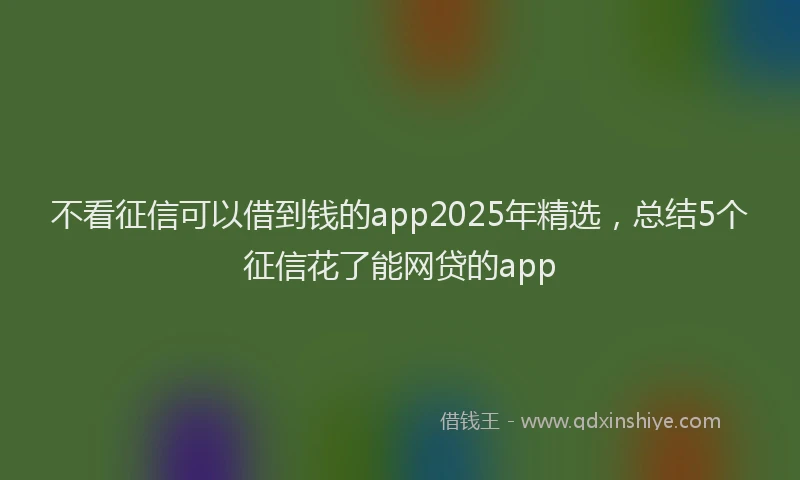 不看征信可以借到钱的app2025年精选，总结5个征信花了能网贷的app
