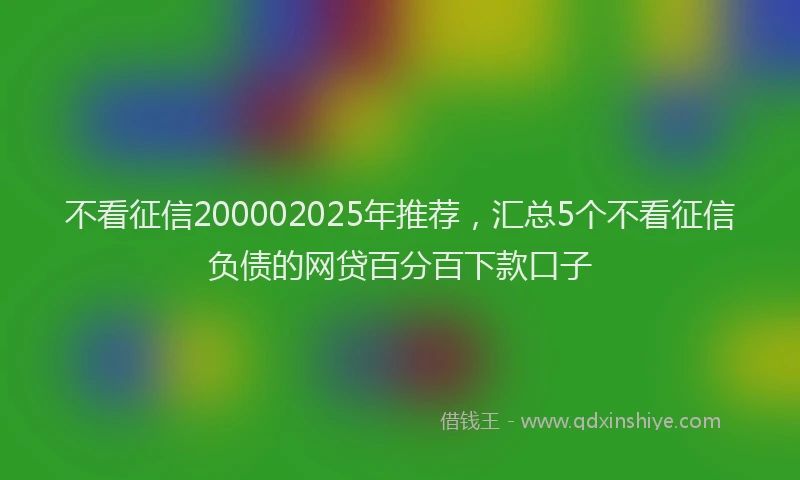 不看征信200002025年推荐，汇总5个不看征信负债的网贷百分百下款口子