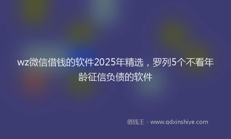 wz微信借钱的软件2025年精选，罗列5个不看年龄征信负债的软件