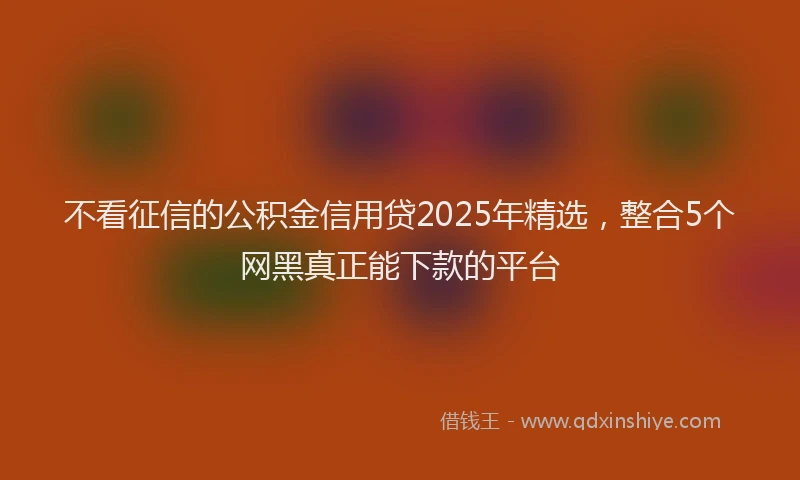 不看征信的公积金信用贷2025年精选，整合5个网黑真正能下款的平台