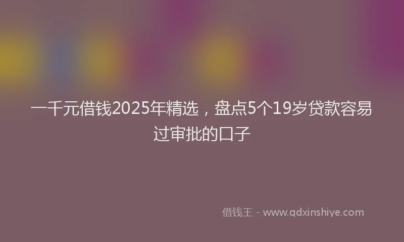 一千元借钱2025年精选，盘点5个19岁贷款容易过审批的口子