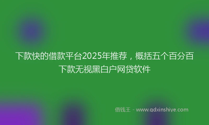 下款快的借款平台2025年推荐，概括五个百分百下款无视黑白户网贷软件