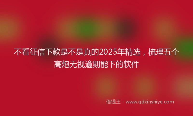 不看征信下款是不是真的2025年精选，梳理五个高炮无视逾期能下的软件