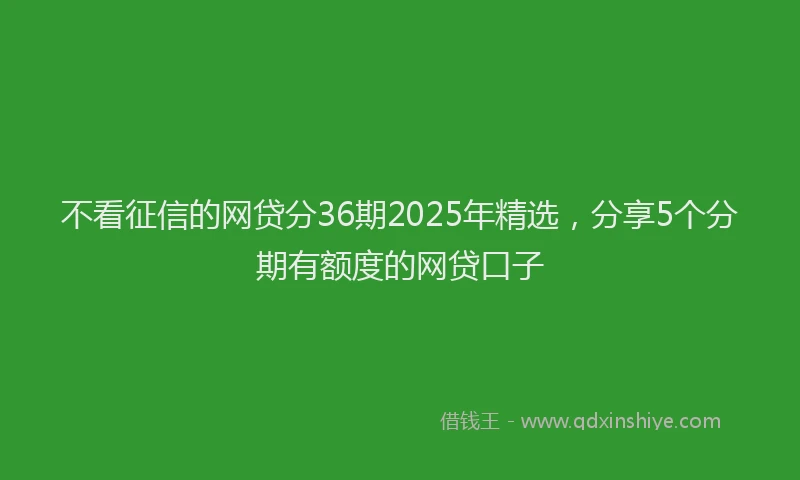 不看征信的网贷分36期2025年精选，分享5个分期有额度的网贷口子