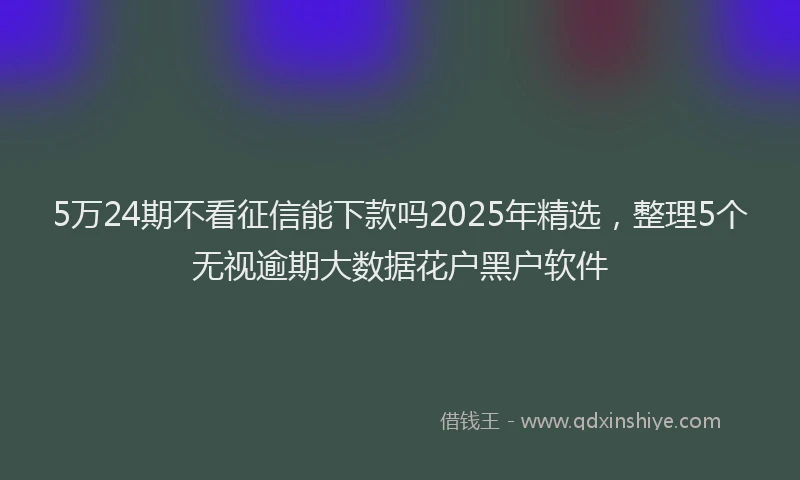 5万24期不看征信能下款吗2025年精选，整理5个无视逾期大数据花户黑户软件