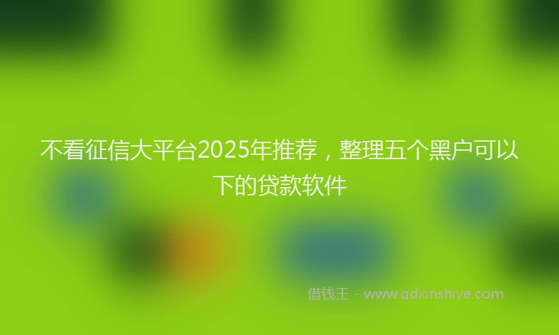 不看征信大平台2025年推荐，整理五个黑户可以下的贷款软件